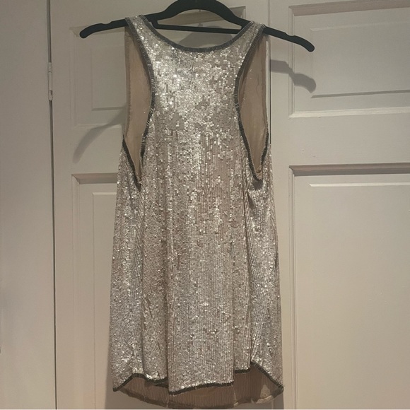 Hannah Jo Beige Sequin Beaded Tank Blouse - Picture 3 of 6